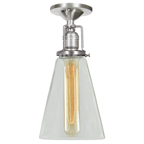JVI Designs 1202-17 S10 One light Union Square ceiling mount pewter finish 4.75" Wide, clear mouth blown glass shade